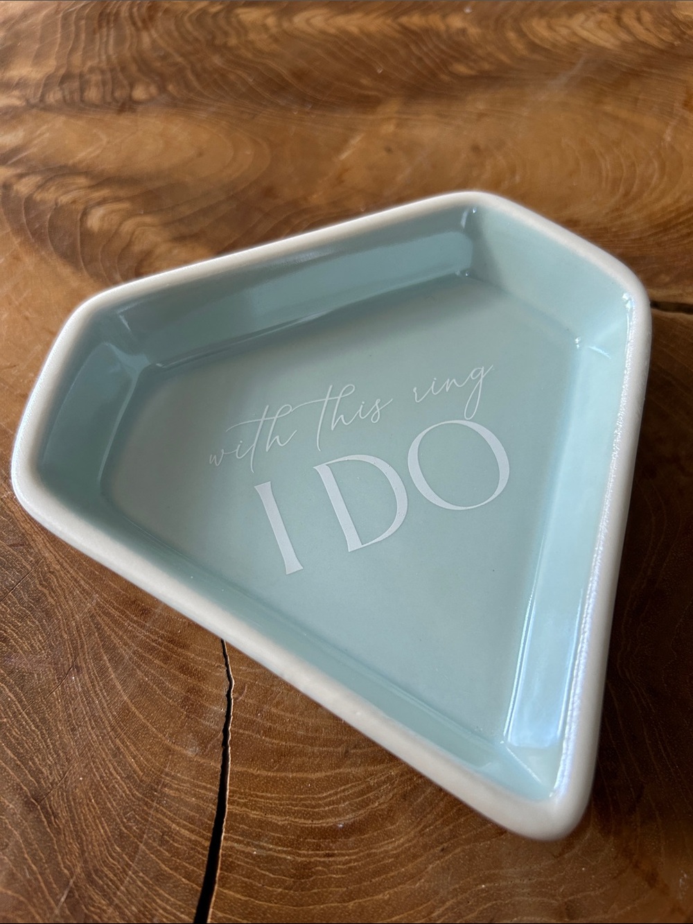 Ceramic 'I DO' Ring Dish - Light Blue